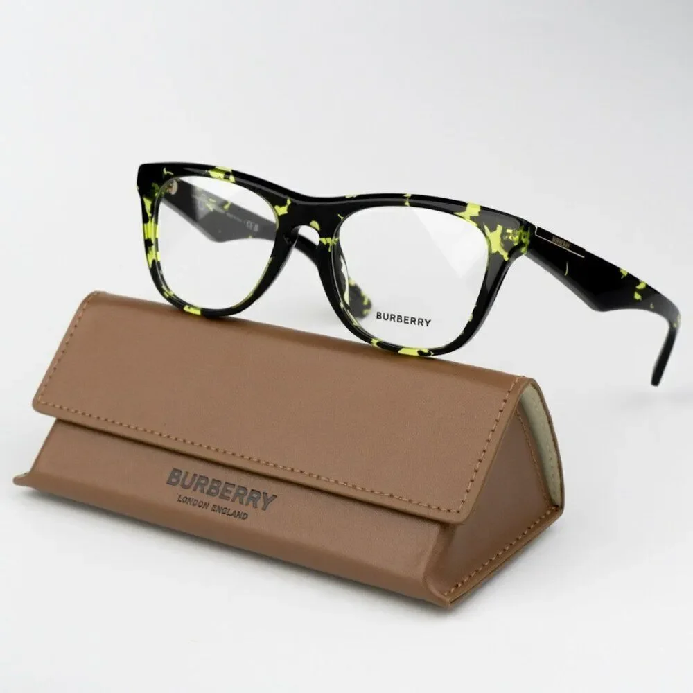 NEW Burberry BE2409 4124  Green Havana Square Unisex Eyeglasses BE 2409